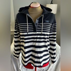 Striped LLBean hoodie.